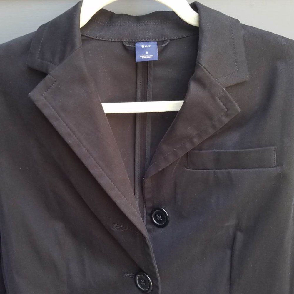 Gap Black Brushed cotton Blend Blazer Size 8 - Picture 4 of 7